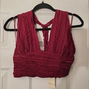 Moving Sale! { Free People Forever Mine Halter Top Red/Burgundy Size M NWT